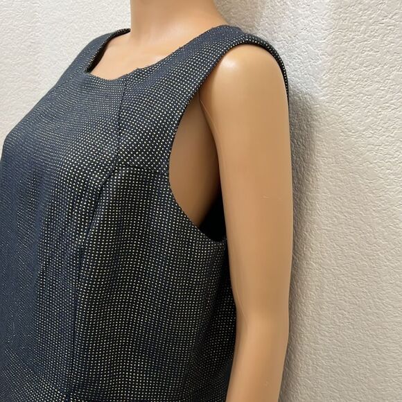 Michael Michael Kors Dress Sz 12 Navy Gold Sparkle Scoop Neck Sleeveless Midi - Picture 4 of 13